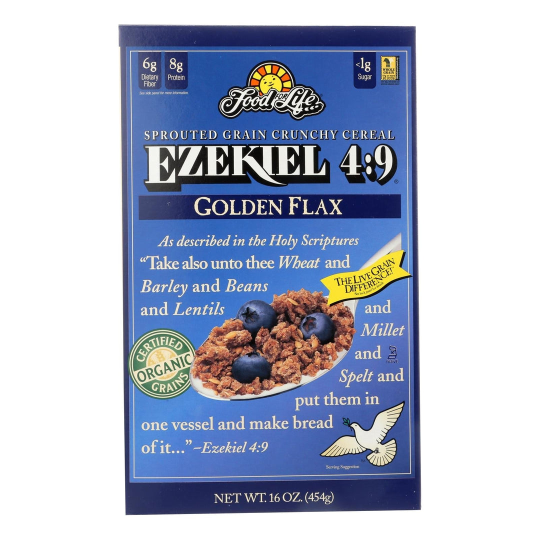 Food For Life Baking Co. Cereal - Organic - Ezekiel 4 - 9 - Sprouted Whole Grain - Golden Flax - 16 Oz - Case Of 6 - Maras Green