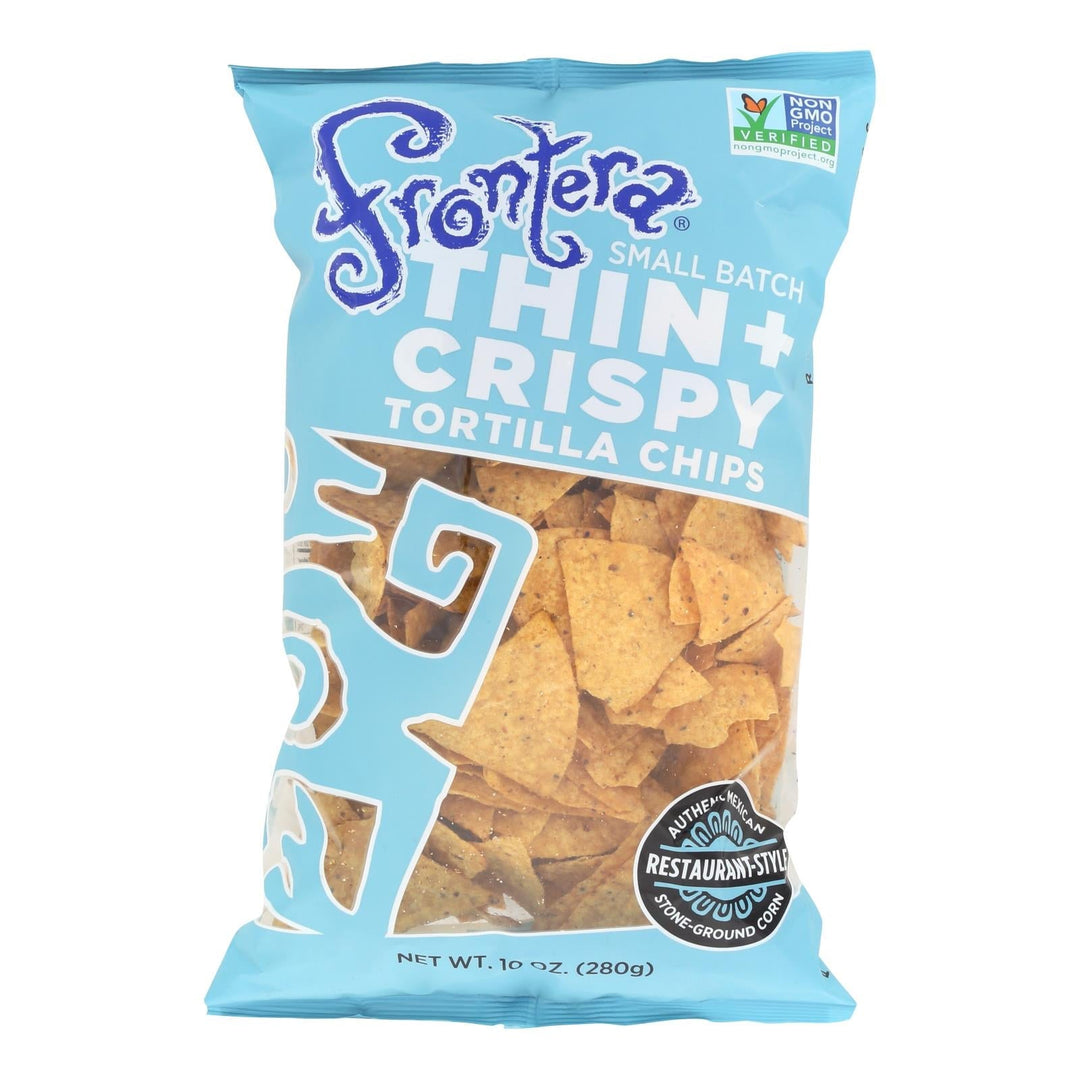 Frontera Foods Thin And Crispy Tortilla Chips - Tortilla Chips - Case Of 12 - 10 Oz. - Maras Green