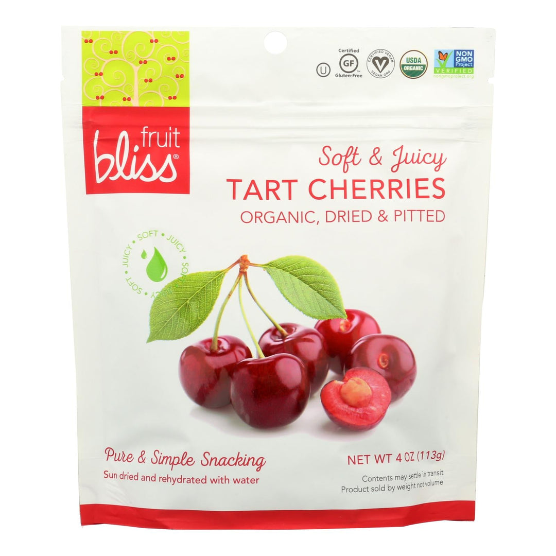 Fruit Bliss - Organic Tart Dried Cherries - Case Of 6 - 4 Oz. - Maras Green