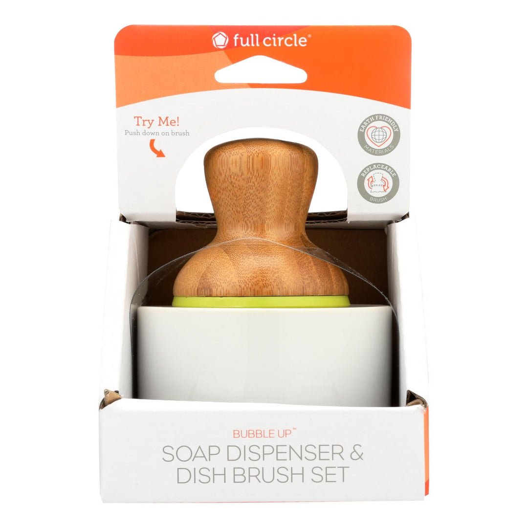 Full Circle Home Bubble Up Brush Plus Soap Dish - White - Case Of 4 - Maras Green