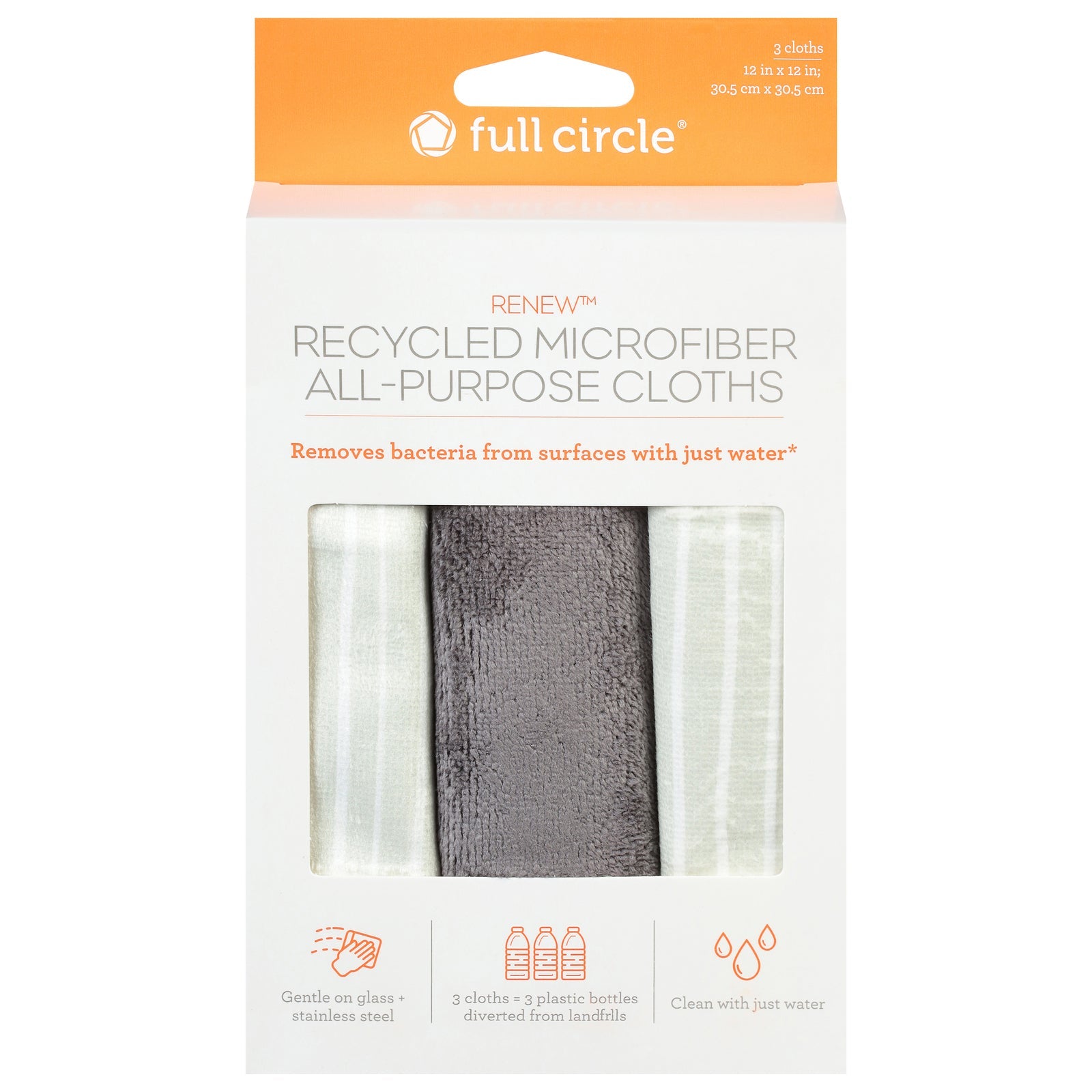 Full Circle Home - Cloths Microfiber Stripes - Case Of 6 - 3 Ct - Maras Green