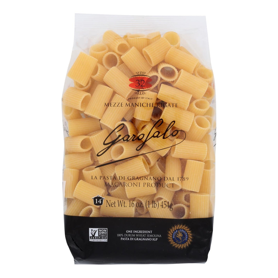 Garofalo - Pasta Mezze Maniche Rigat - Case Of 12 - 16 Oz - Maras Green