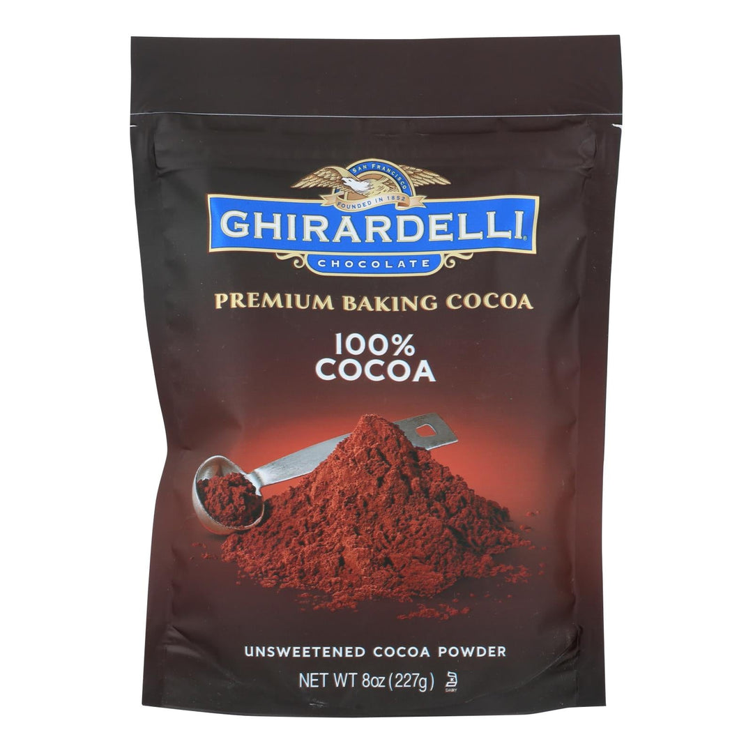 Ghirardelli Baking Cocoa - Premium - 100 Percent Unsweetened - 8 Oz - Case Of 6 - Maras Green