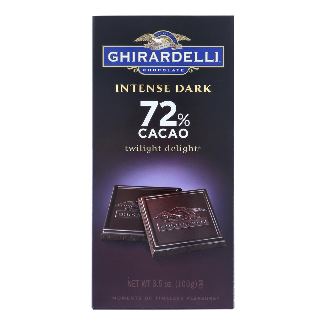 Ghirardelli Intense Dark 72% Cacao Twilight Delight Chocolate Bars - Case Of 12 - 3.5 Oz - Maras Green