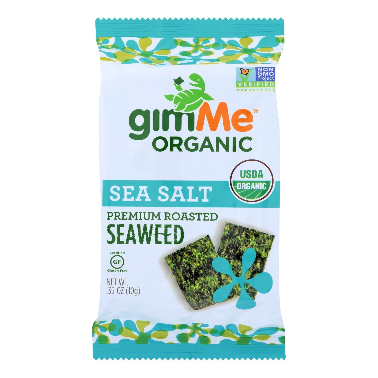 Gimme Organic Seaweed Chips - Sea Salt - Case Of 12 - 0.35 Oz. - Maras Green