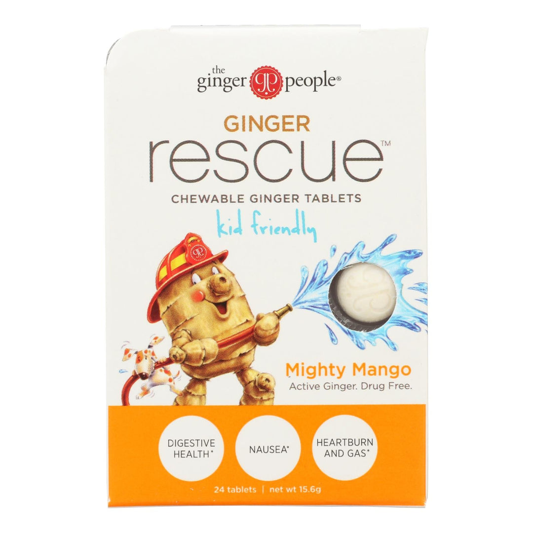 Ginger People Ginger Rescue For Kids - Mighty Mango - 24 Chewable Tablets - Case Of 10 - Maras Green