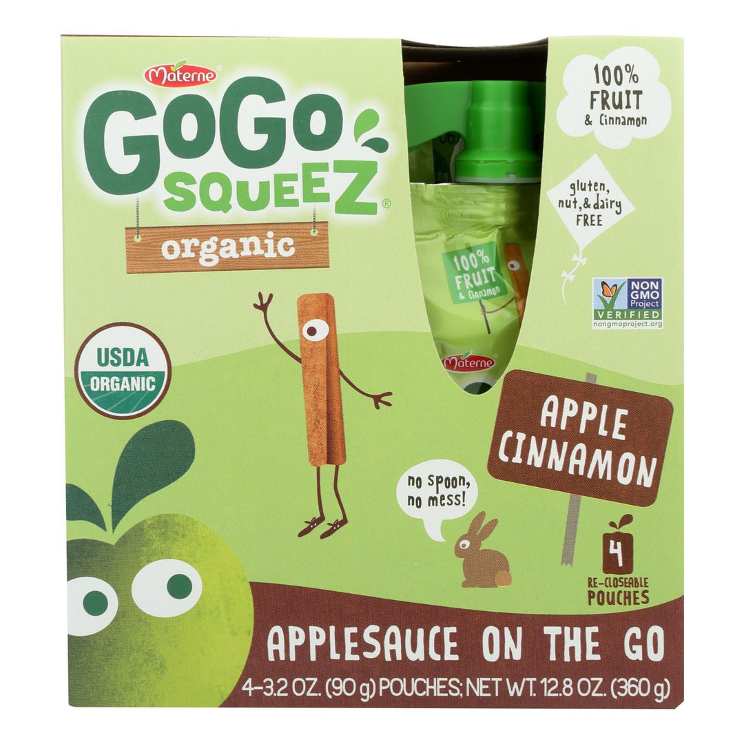 Gogo Squeeze Applesauce - Apple Cinnamon - Case Of 12 - 3.2 Oz. - Maras Green