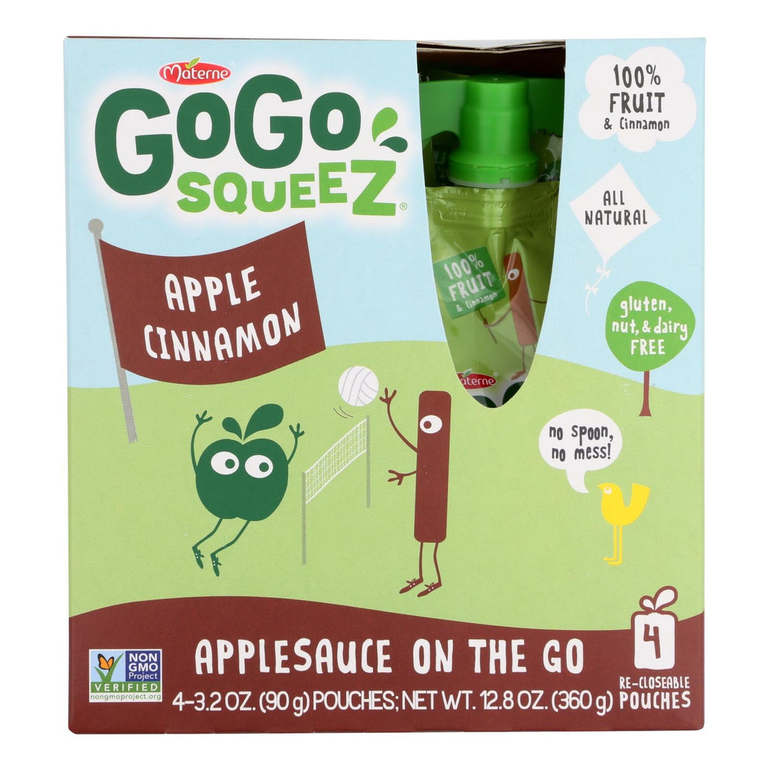 Gogo Squeeze Organic - Apple Cinnamon - Case Of 12 - 3.2 Oz. - Maras Green