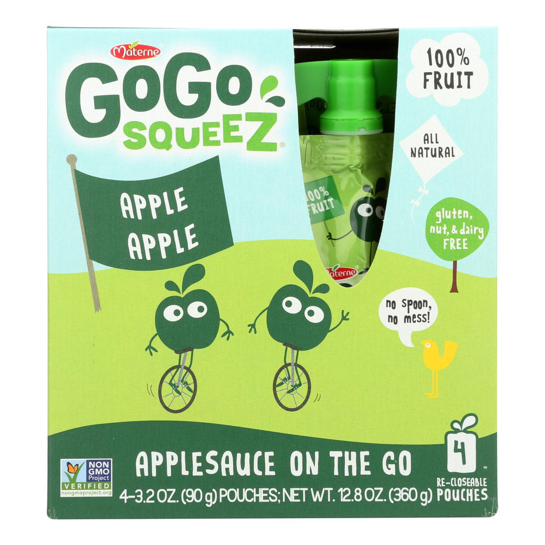 Gogo Squeeze Organic Applesauce - Apple - Case Of 12 - 3.2 Oz. - Maras Green