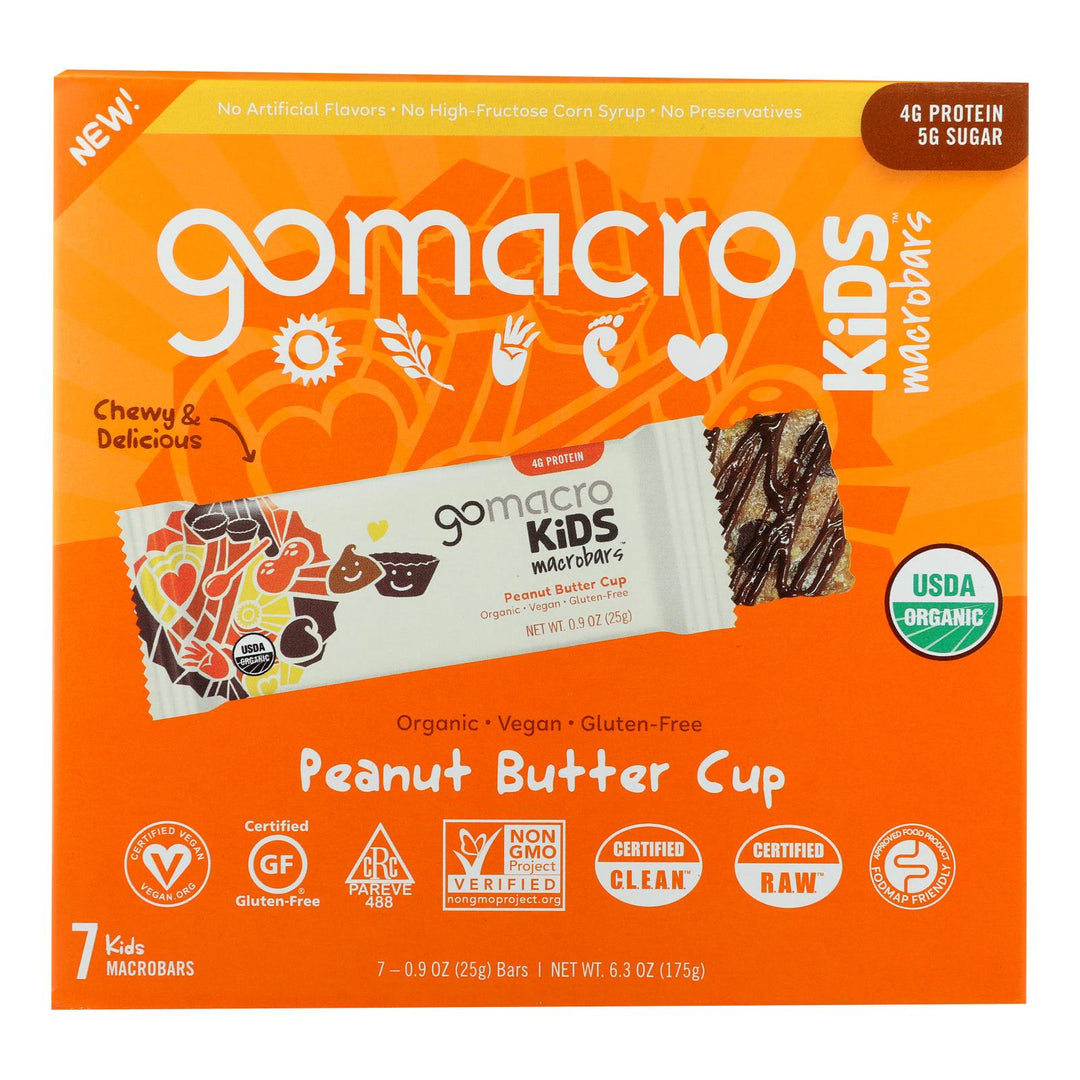 Gomacro - Kids Macrobar Peanut Butter Cup - Cs Of 7 - 6.3 Oz - Maras Green
