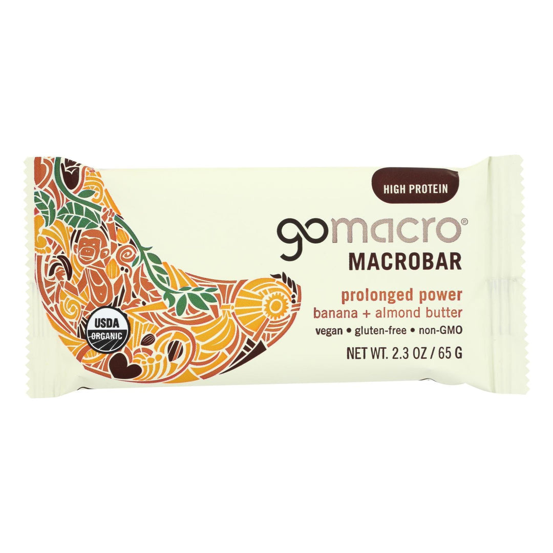 Gomacro Organic Macrobar - Banana And Almond Butter - 2.3 Oz Bars - Case Of 12 - Maras Green