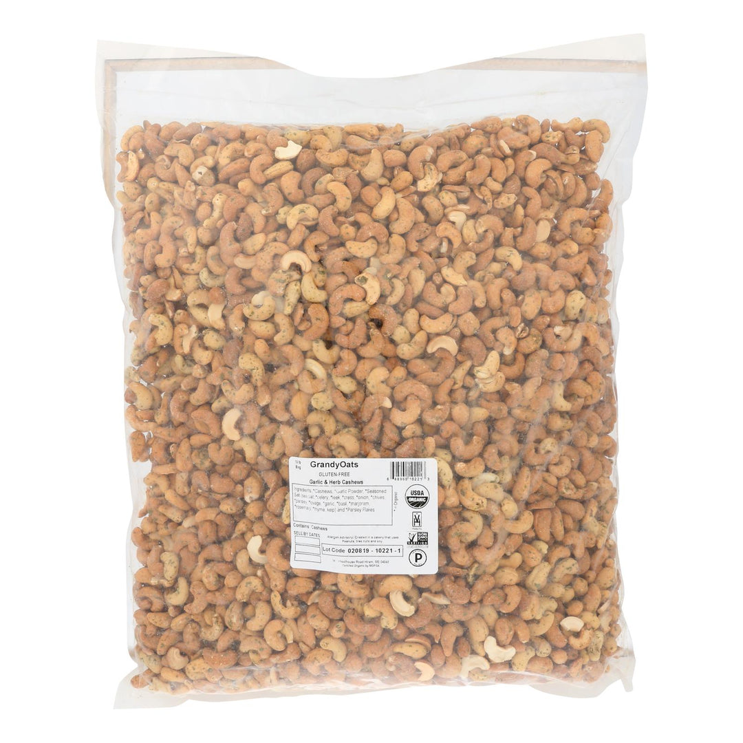 Grandy Oats Herb Cashews Garlic - Single Bulk Item - 10lb - Maras Green