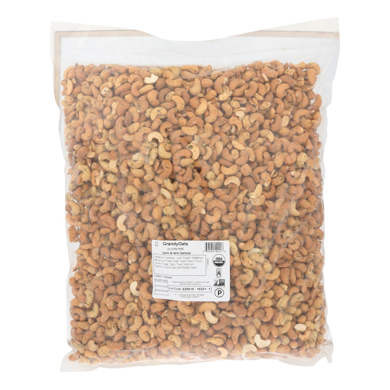 Grandy Oats Herb Cashews Garlic - Single Bulk Item - 10lb - Maras Green