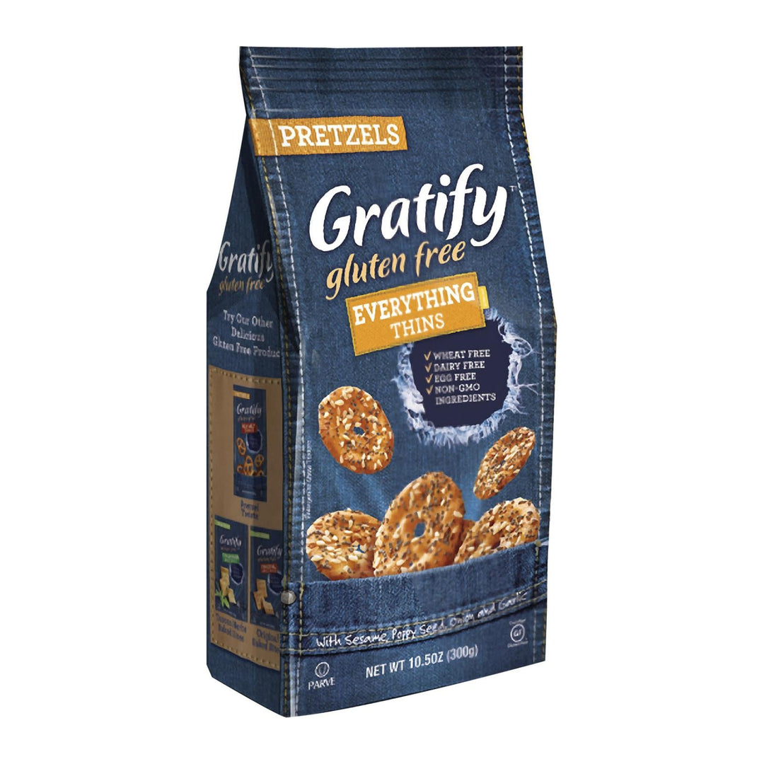 Gratify Pretzel Thin - Everything - Case Of 6 - 10.5 Oz - Maras Green