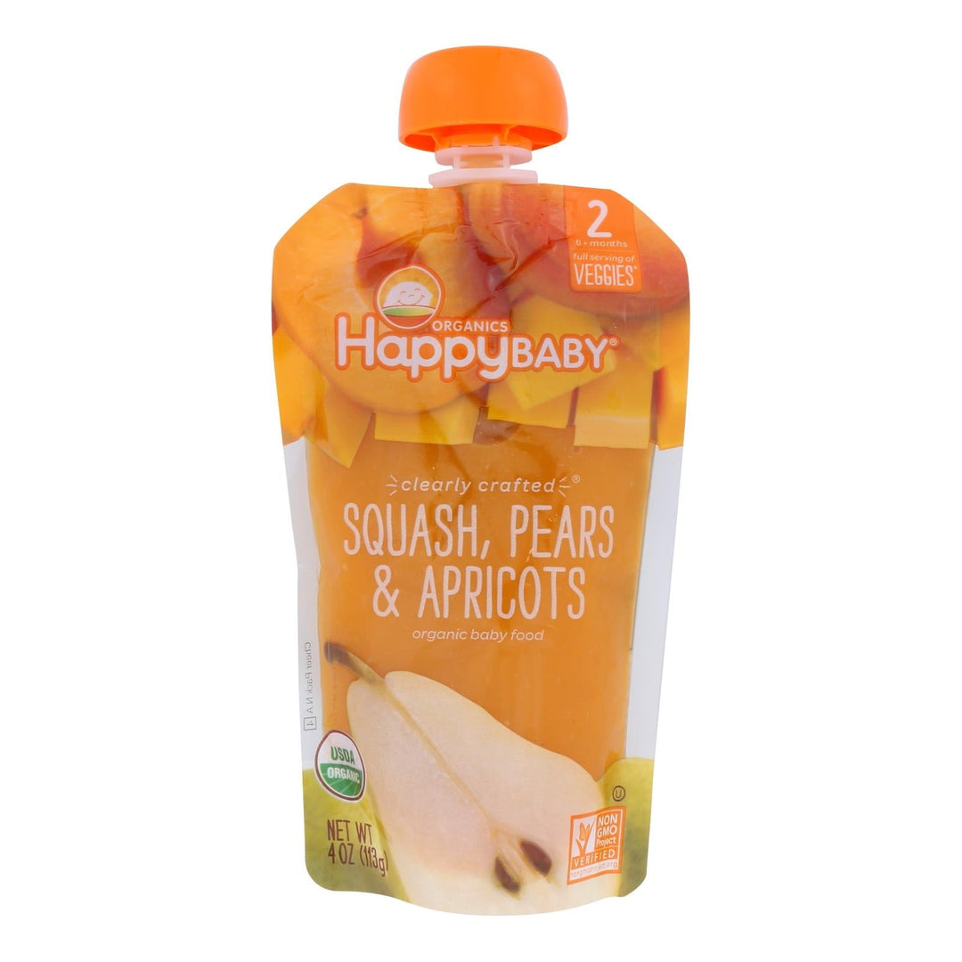Happy Baby - Carrot, Corn, Organic Squash, Pear, Apricot Stage 2 - Case Of 16 - 4 Ounce - Maras Green