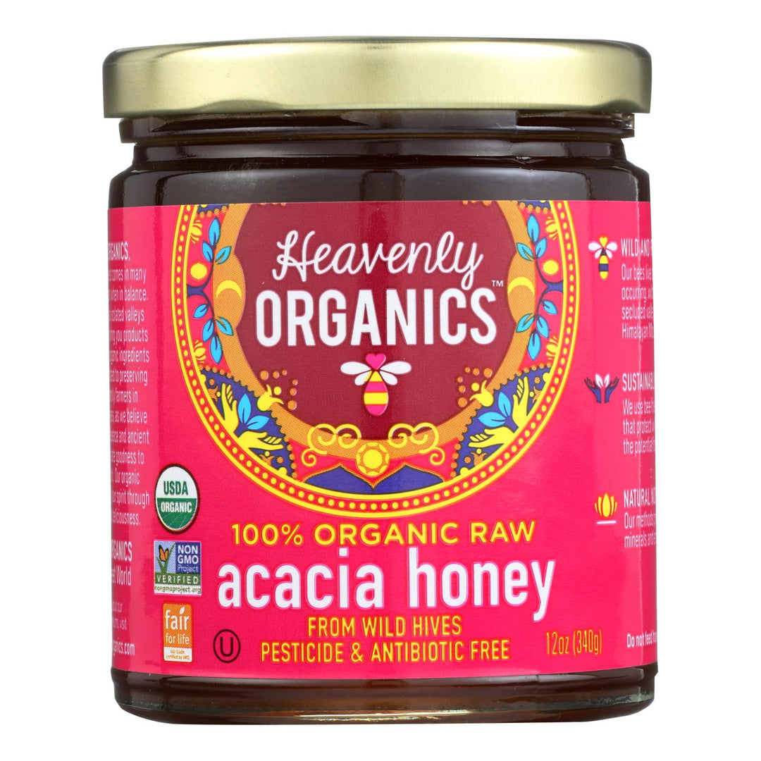 Heavenly Organics Organic Honey - Acacia Honey - Case Of 6 - 12 Oz. - Maras Green
