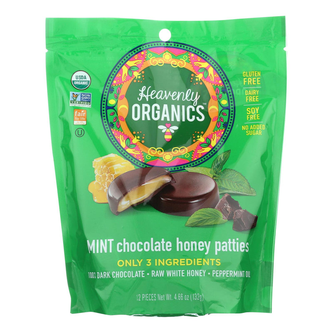 Heavenly Organics Organic Honey Patties - Mint Chocolate - Case Of 6 - 4.66 Oz. - Maras Green