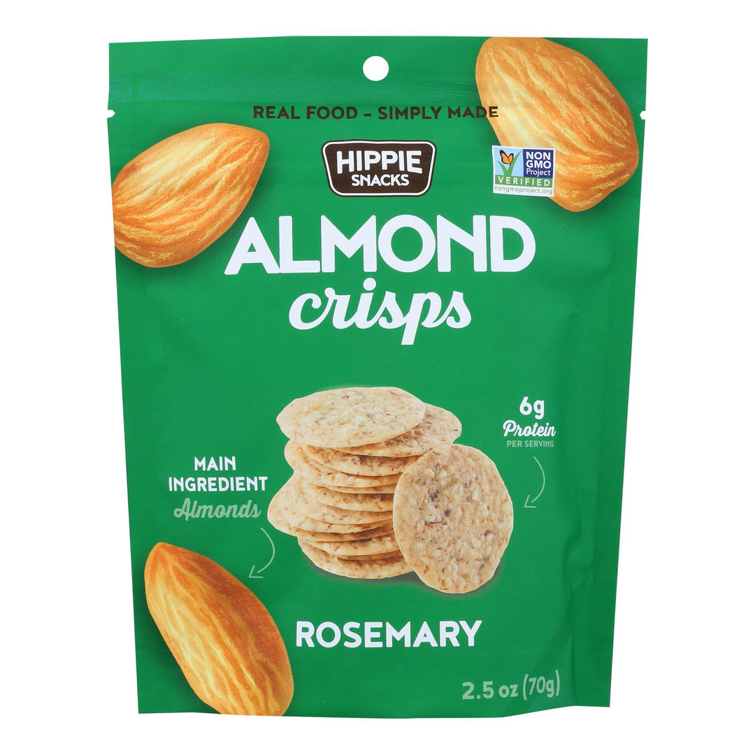 Hippie Snacks - Almond Crisp Rosemary - Case Of 8 - 2.5 Ounces - Maras Green