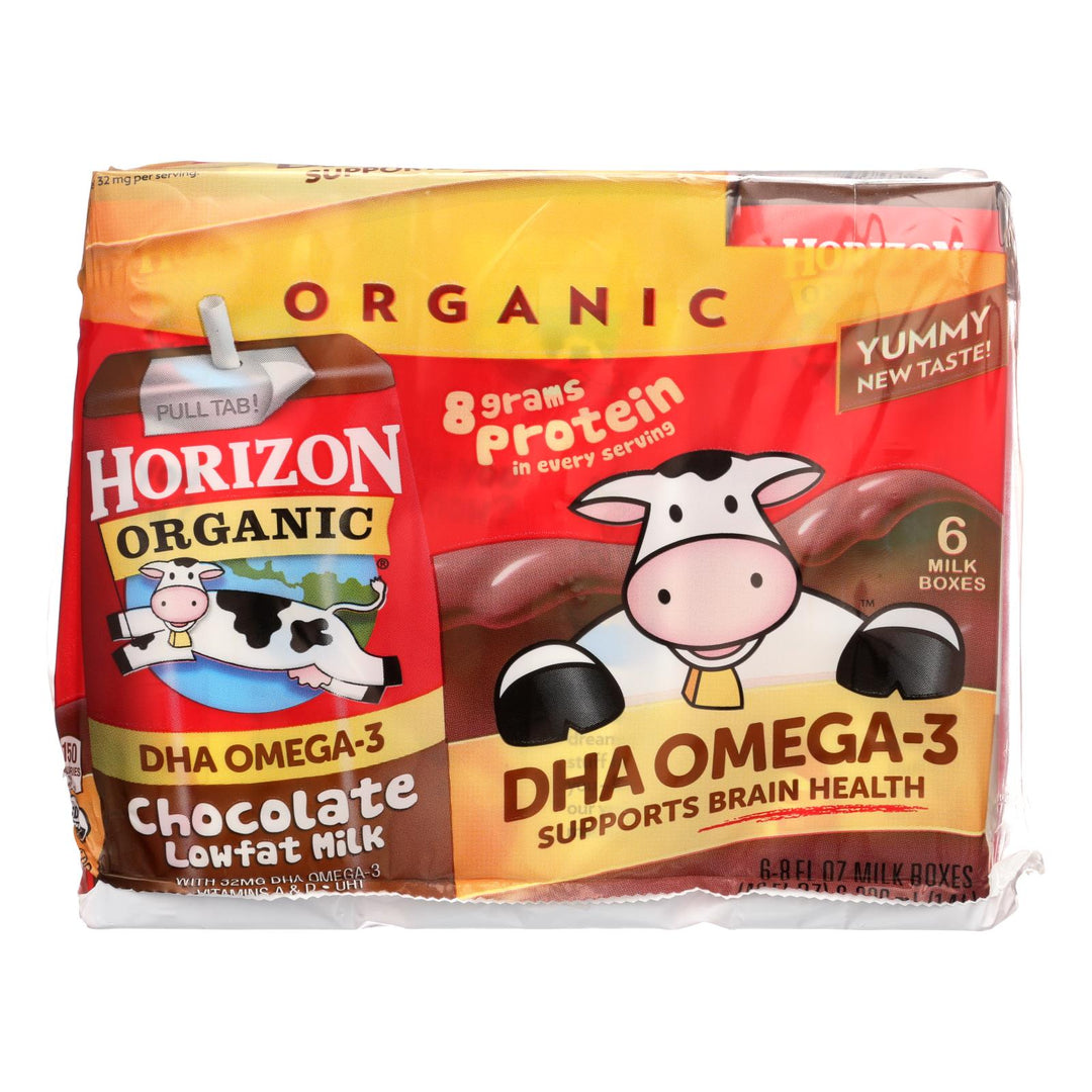 Horizon Organic Dairy Milk - Organic - 1 Percent - Lowfat - Box - Chocolate - Plus Dha Omega - 3 - 6/8 Oz - Case Of 3 - Maras Green