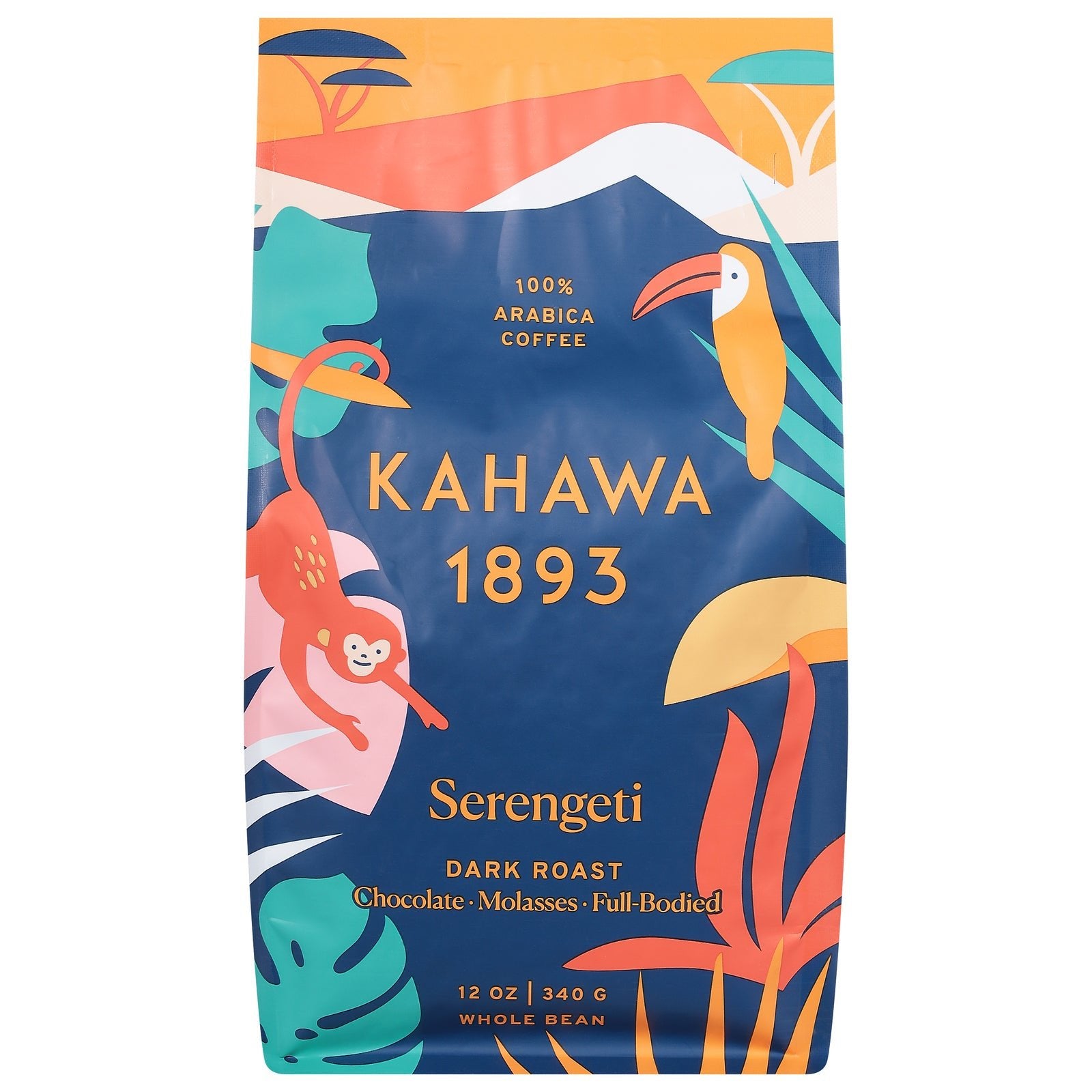 Kahawa 1893 - Coffee Whole Bean Dark Roasted Serengeti - Case Of 6 - 12 Oz - Maras Green
