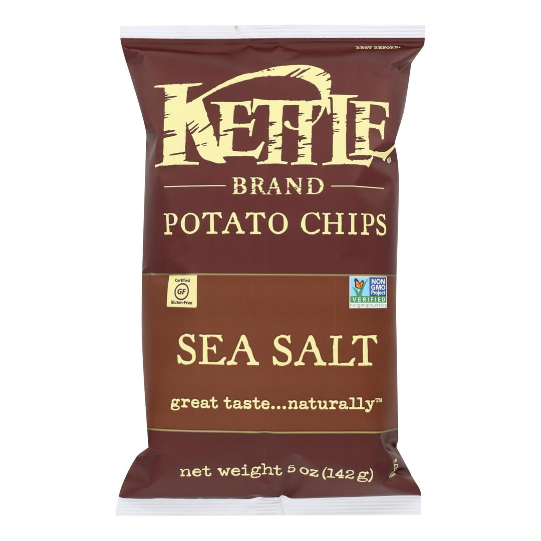 Kettle Brand Potato Chips - Sea Salt - Case Of 15 - 5 Oz. - Maras Green