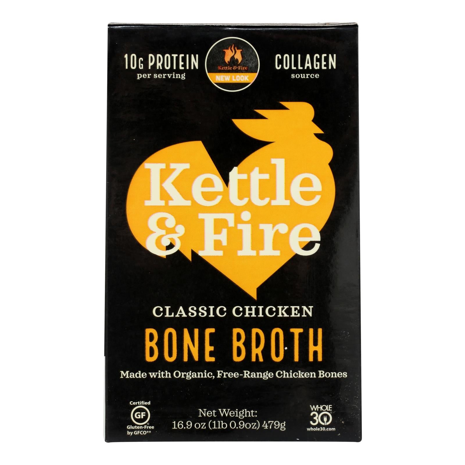 Kettle & Fire Chicken Bone Broth - Case Of 6 - 16.9 Oz - Maras Green