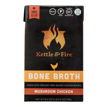 Kettle & Fire Mushroom Chicken Bone Broth - Case Of 6 - 16.9 Oz - Maras Green