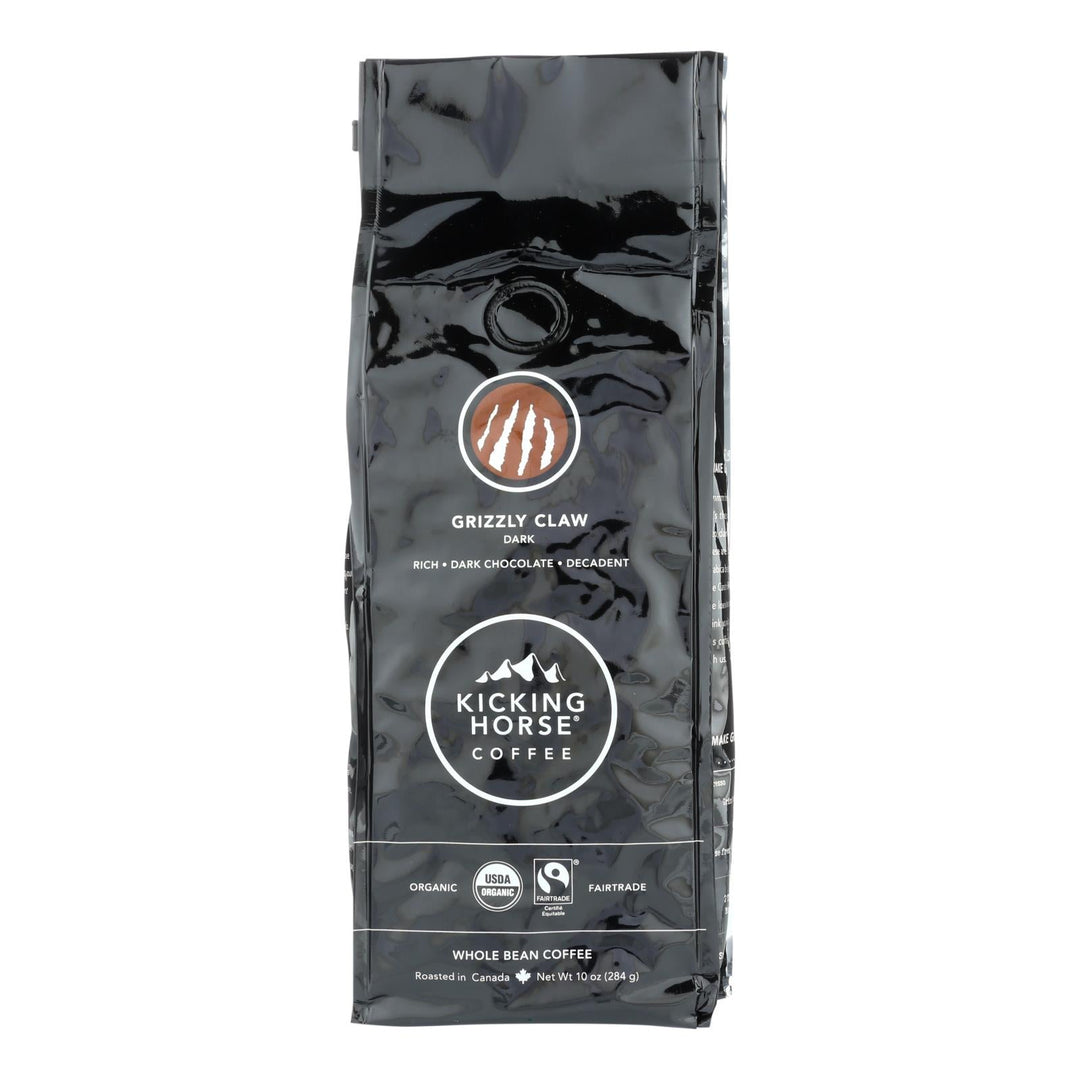 Kicking Horse Coffee - Organic - Whole Bean - Grizzly Claw - Dark Roast - 10 Oz - Case Of 6 - Maras Green