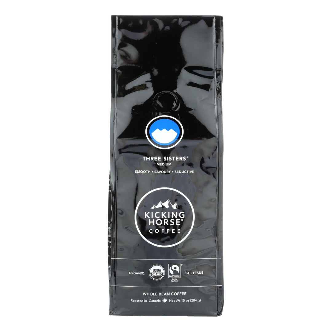 Kicking Horse Coffee - Organic - Whole Bean - Three Sisters - Medium Roast - 10 Oz - Case Of 6 - Maras Green
