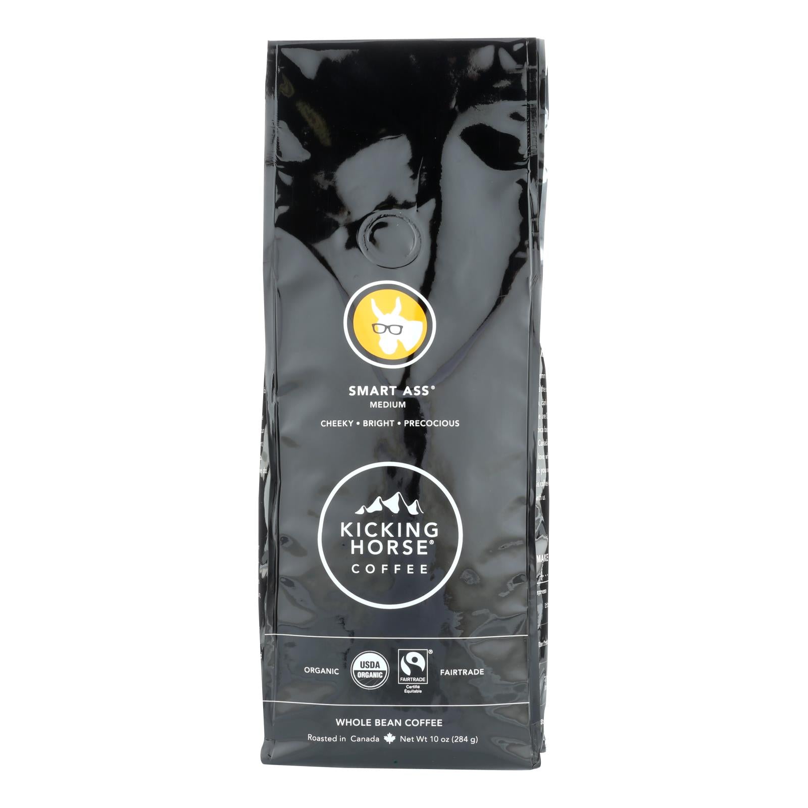 Kicking Horse Coffee - Whole Bean - Smart Ass - Case Of 6 - 10 Oz. - Maras Green