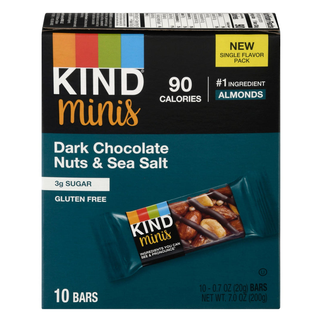 Kind - Bar Mini Dark Chocolate Nut Sea Salt - Case Of 8 - 10/.7 Oz - Maras Green