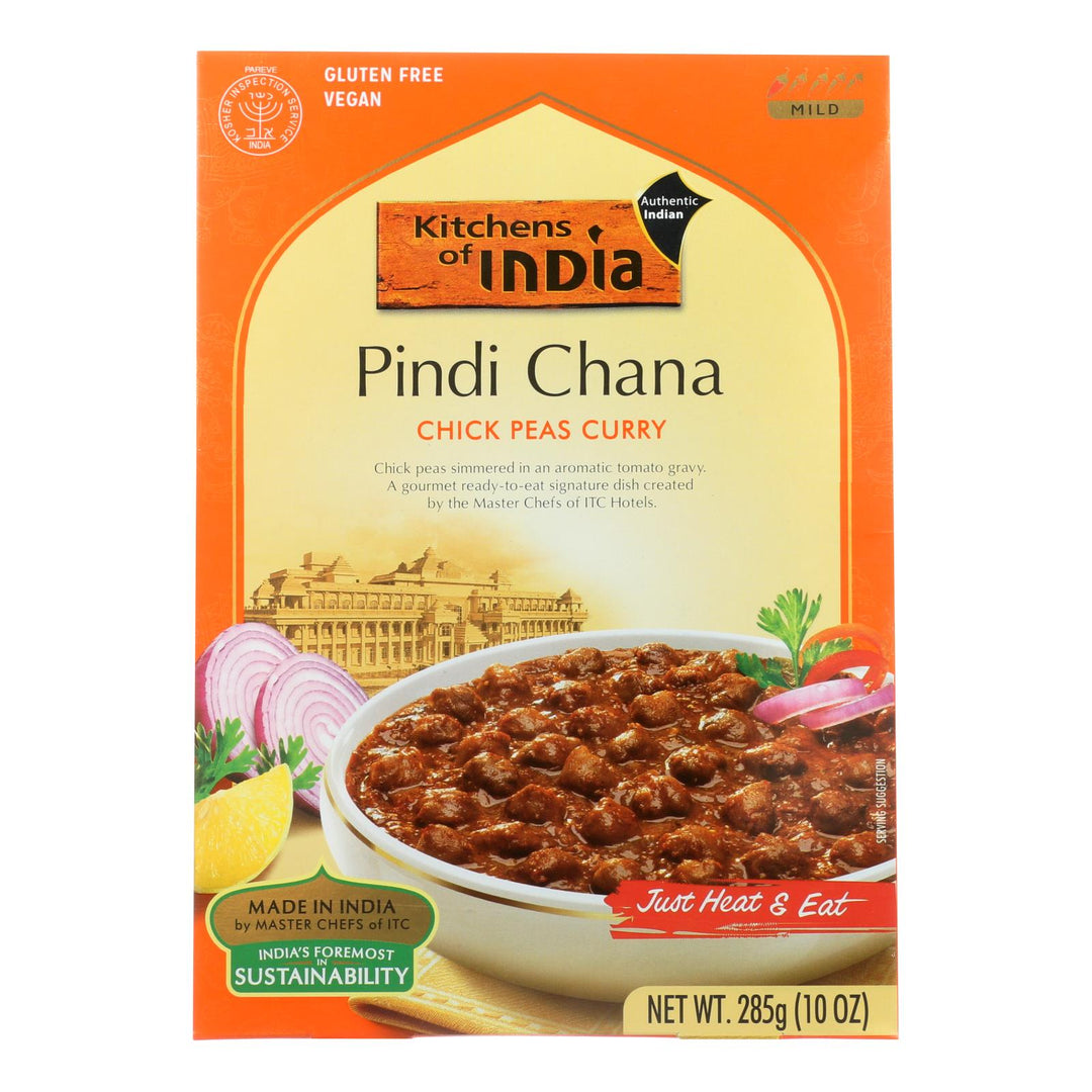 Kitchen Of India Dinner - Chick Peas Curry - Pindi Chana - 10 Oz - Case Of 6 - Maras Green