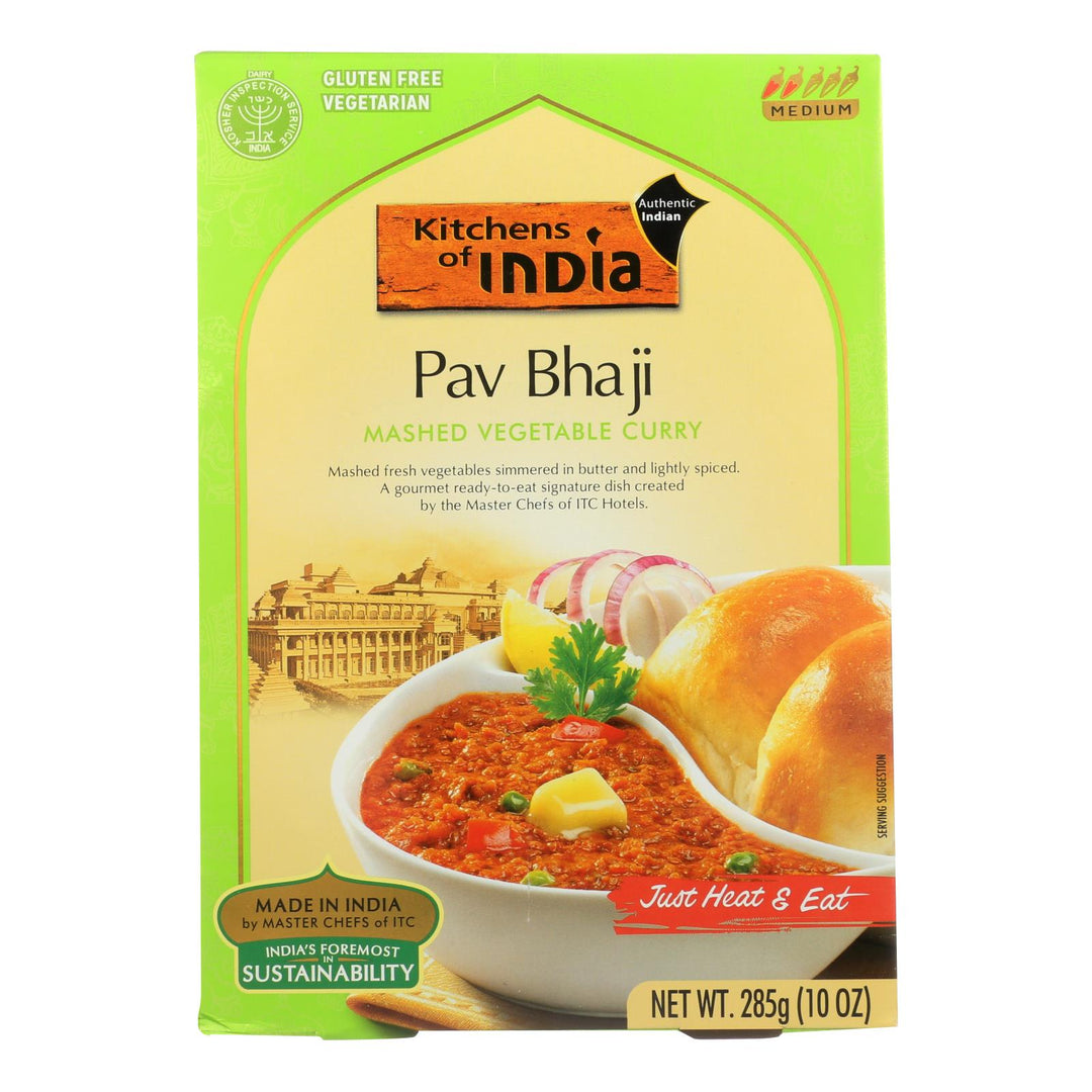 Kitchen Of India Dinner - Mashed Vegetable Curry - Pav Bhaji - 10 Oz - Case Of 6 - Maras Green