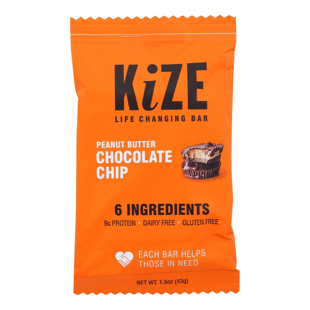 Kize Concepts - Energy Bar Raw Peanut Butter Chocolate Chip - Case Of 10 - 1.5oz - Maras Green