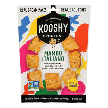 Kooshy Croutons - Croutons Mambo Italian - Case Of 6 - 5 Ounces - Maras Green