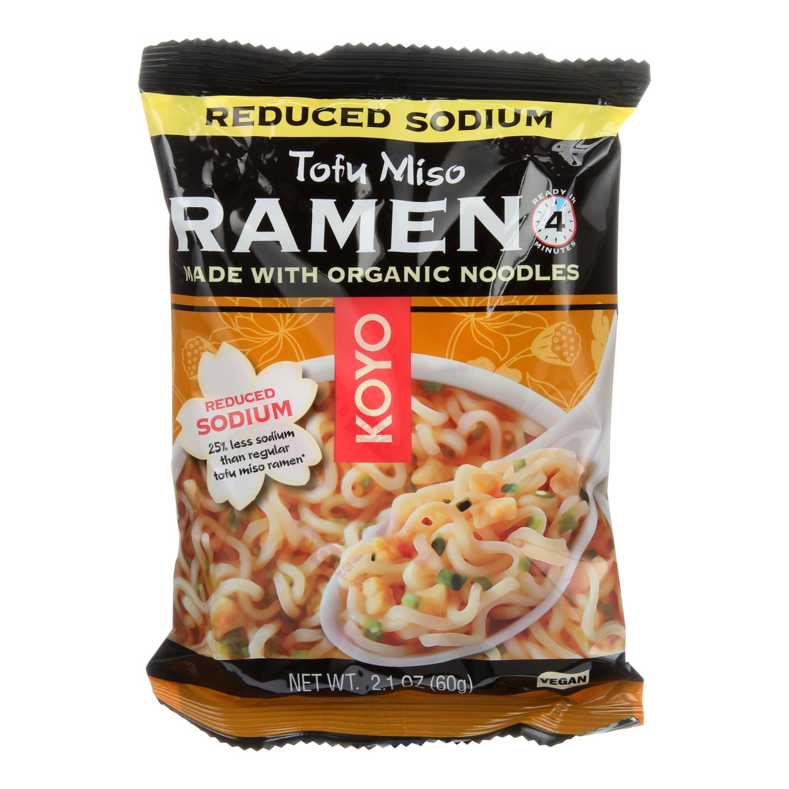 Koyo Tofu Miso Reduced Sodium Ramen - Case Of 12 - 2.1 Oz - Maras Green