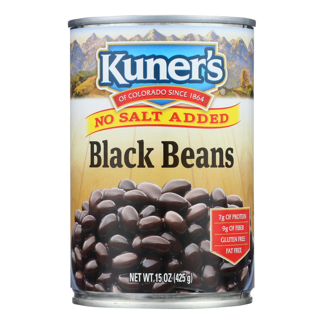 Kuner - Black Beans - No Salt Added - Case Of 12 - 15 Oz. - Maras Green