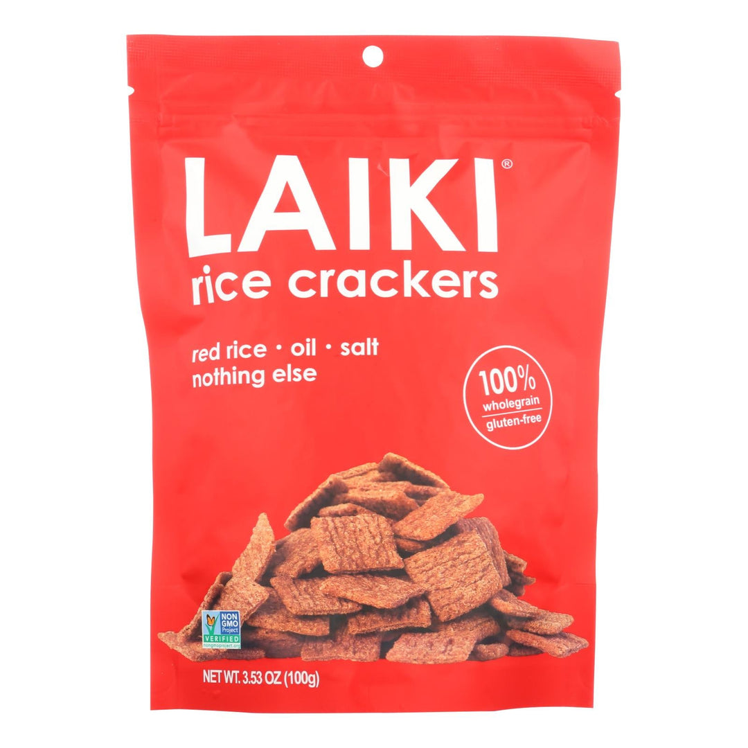 Laiki Red Rice Crackers - Case Of 8 - 3.5 Oz. - Maras Green