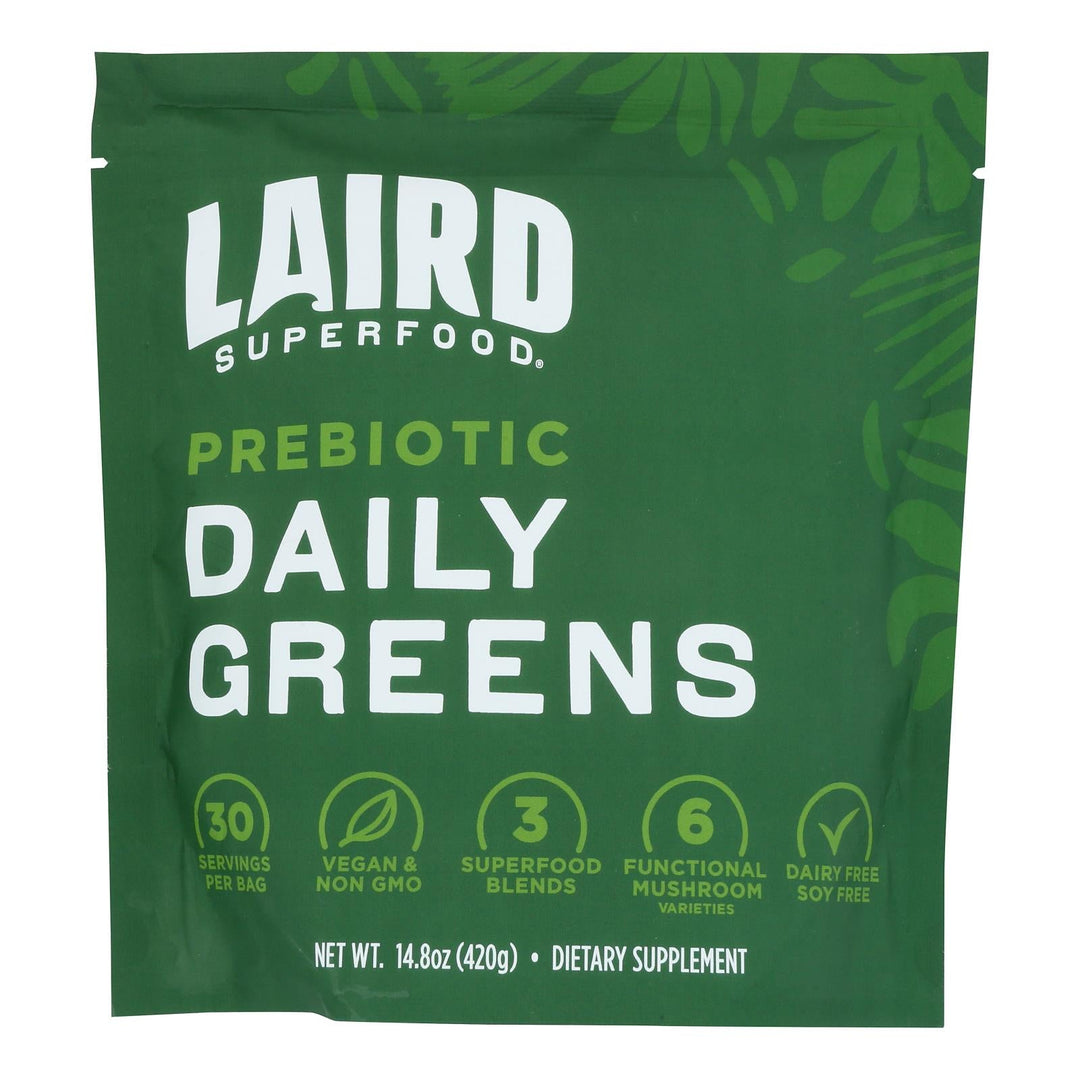 Laird Superfood - Daily Greens Organic Prebiotic - Each Of 6 - 14.8 Ounces - Maras Green