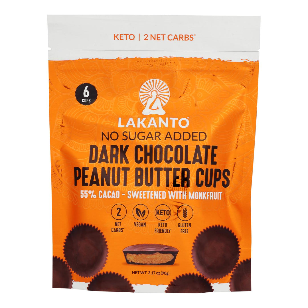 Lakanto - Peanut Butter Cups Dark Chocolate - Case Of 8 - 3.17 Oz - Maras Green