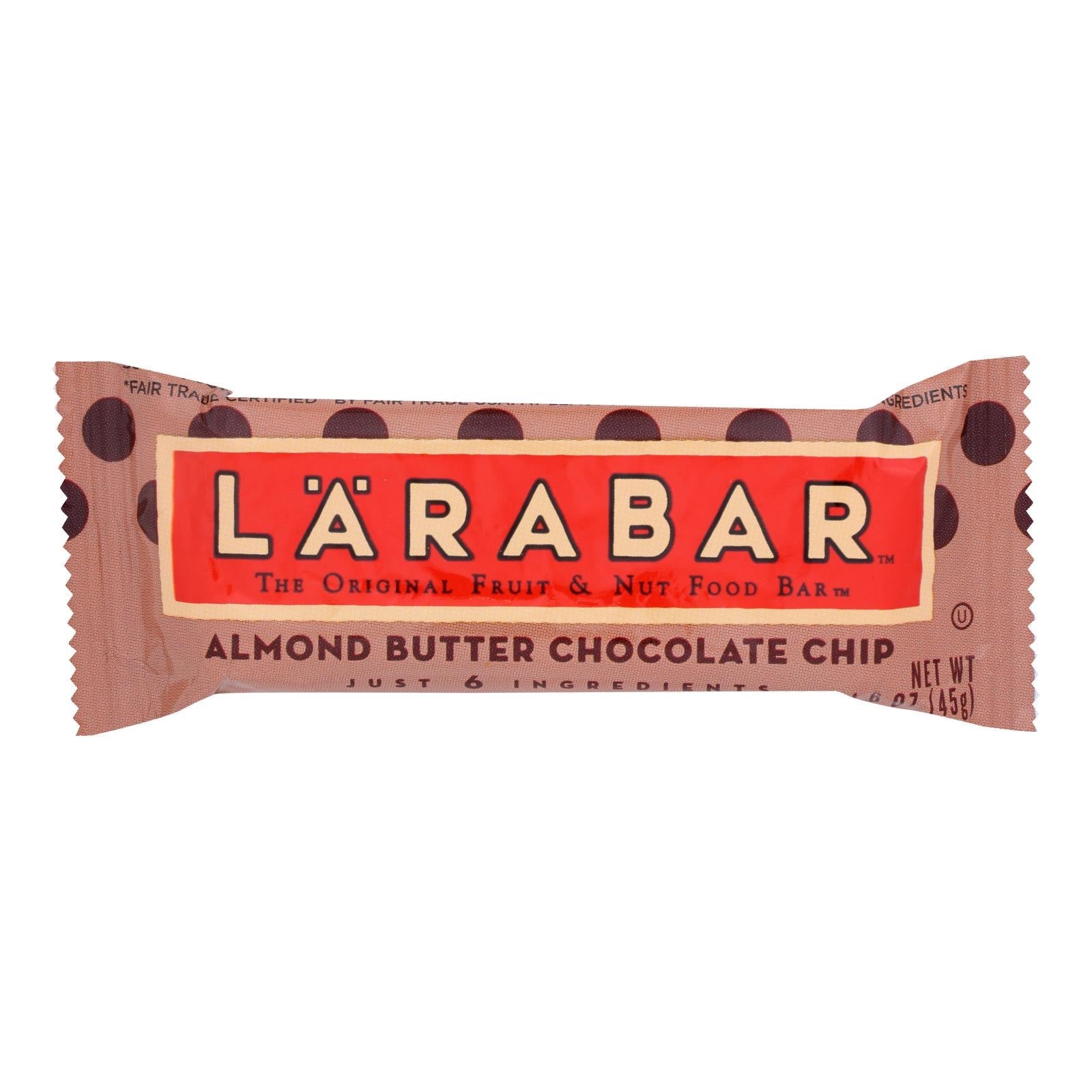 Larabar - Original Fruit And Nut Bar - Almond Butter Chocolate Chip - Case Of 16 - 1.6 Oz. - Maras Green