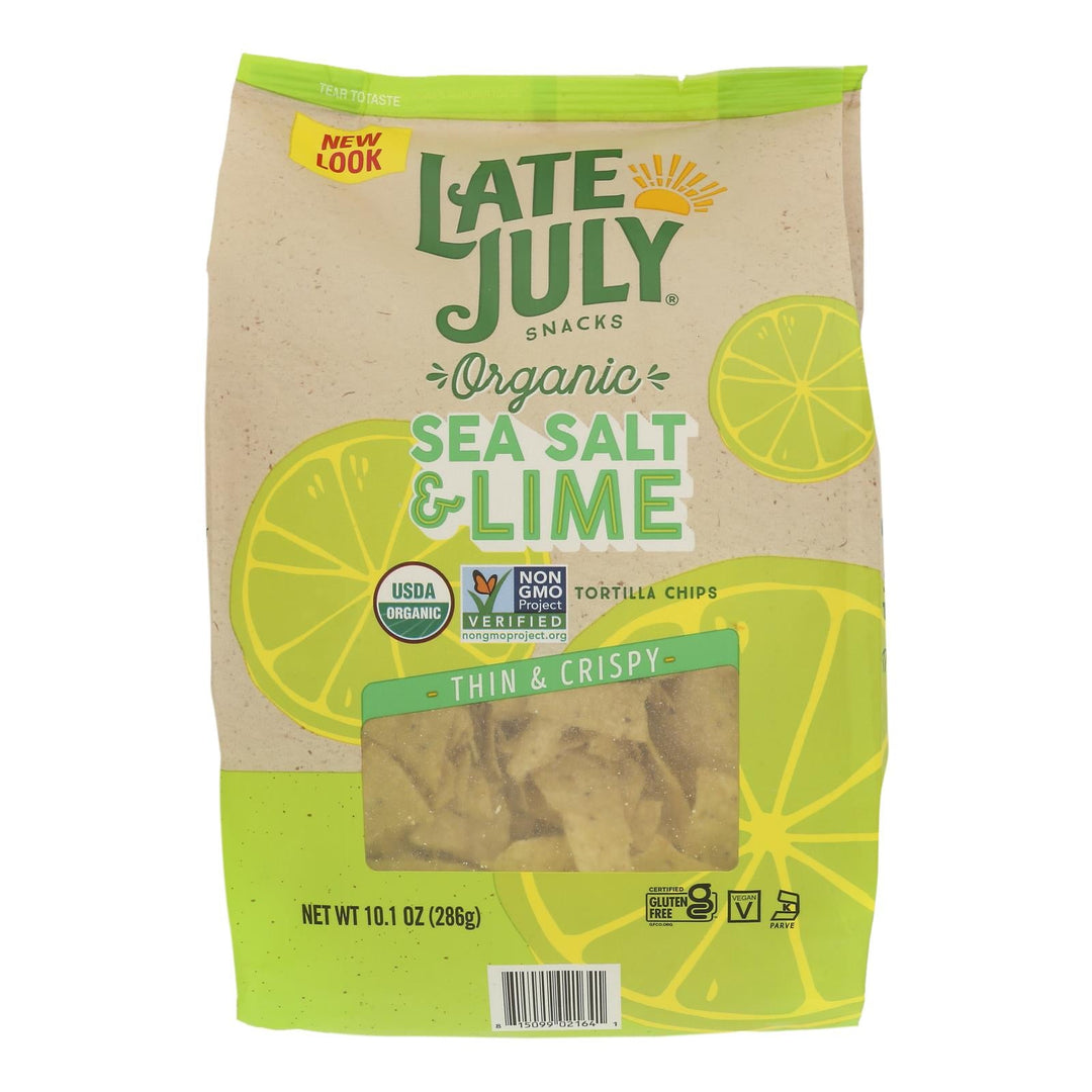 Late July Snacks - Tort Chip Sea Salt Lime - Case Of 9 - 10.1 Oz - Maras Green
