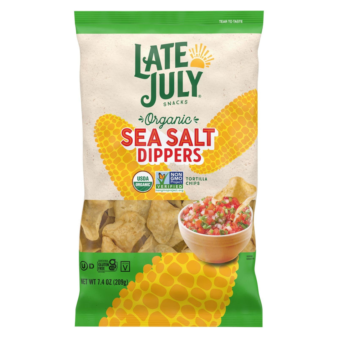 Late July Snacks - Tortilla Chips Dipper Sea Salt - Case Of 9 - 7.4 Oz - Maras Green