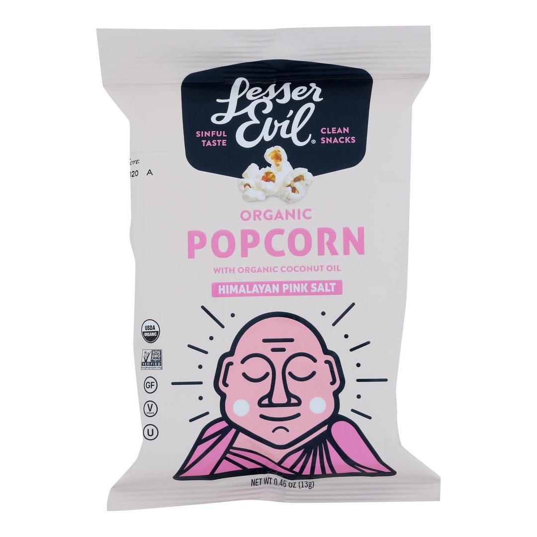 Lesser Evil Organic Air Popped Popcorn - Himalayan Pink - Case Of 12 - 8/.46 Oz - Maras Green