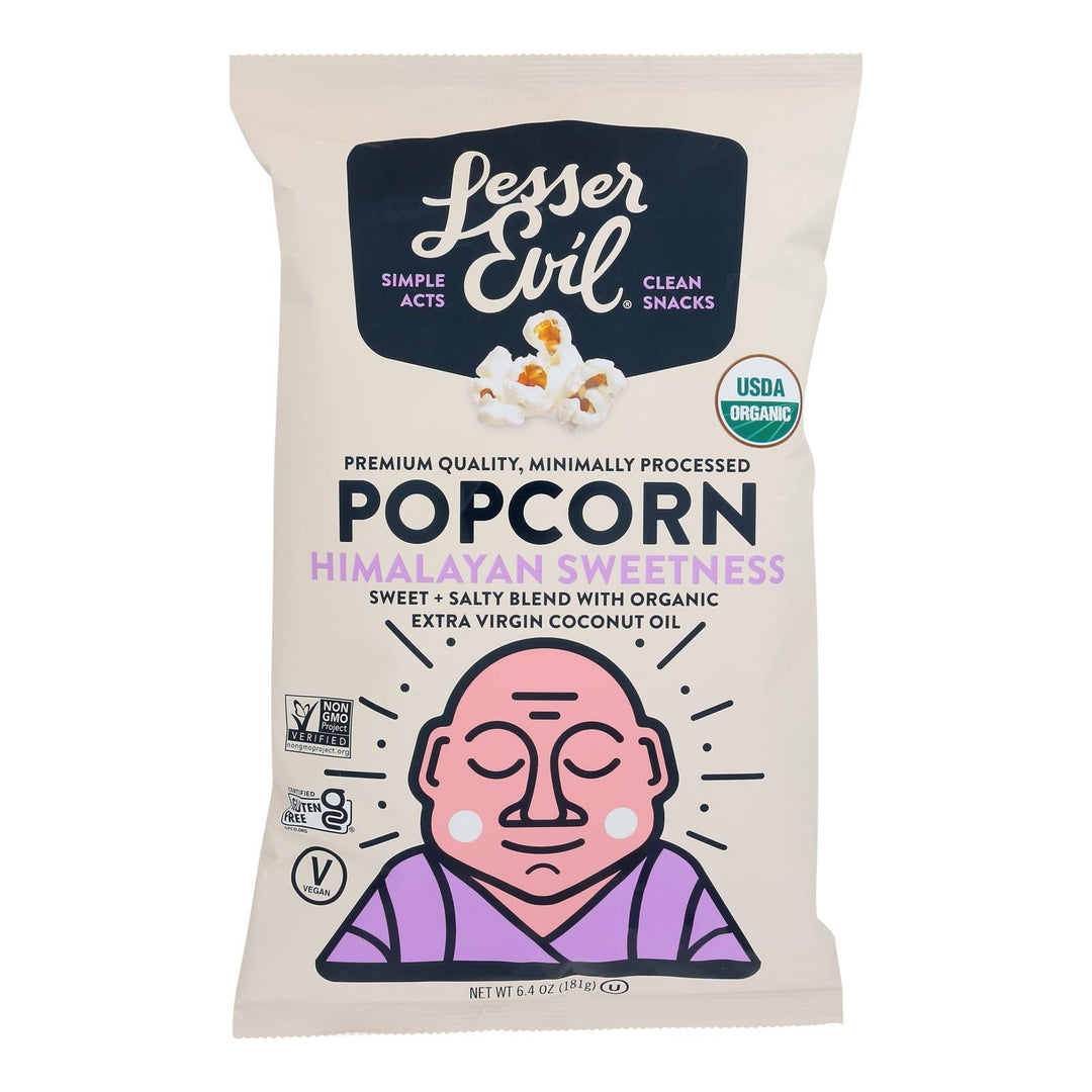 Lesser Evil - Popcorn Himlyn Swtness - Case Of 12 - 6.4 Oz - Maras Green