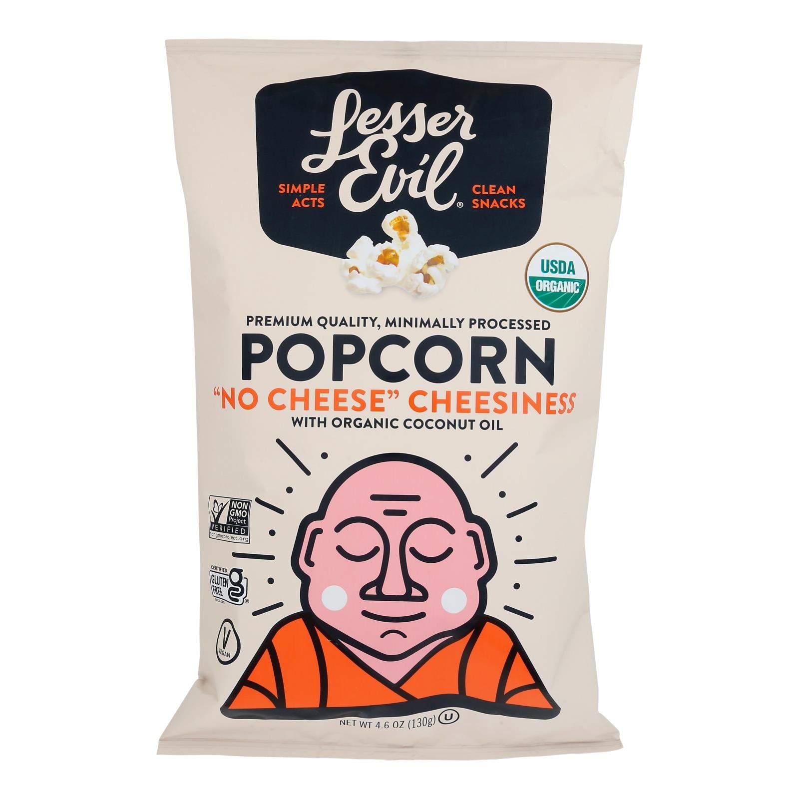 Lesser Evil - Popcorn No Chs Chsiness - Case Of 12 - 4.6 Oz - Maras Green