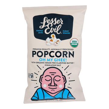 Lesser Evil - Popcorn Oh My Ghee - Case Of 12 - 4.6 Oz - Maras Green