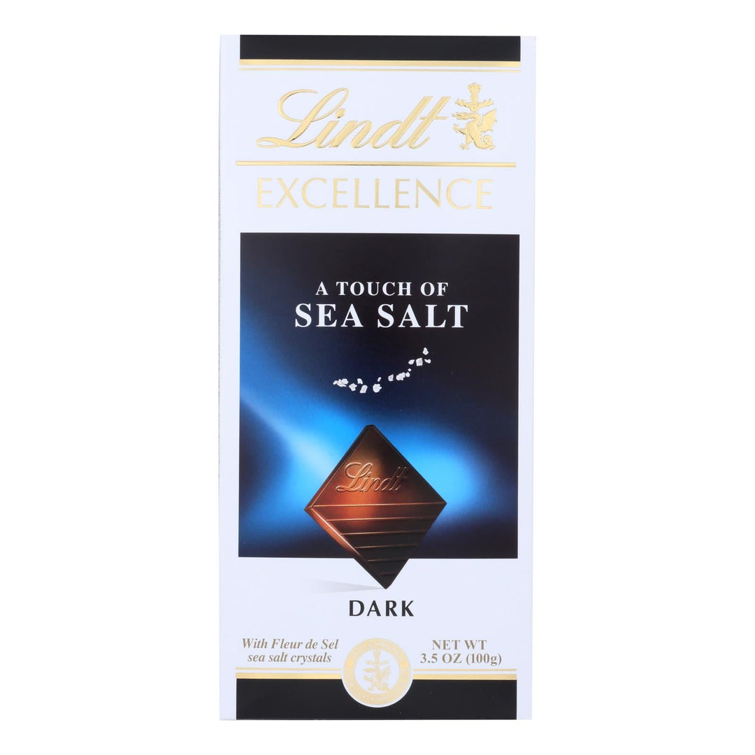 Lindt Chocolate Bar - Dark Chocolate - 47 Percent Cocoa - Excellence - Touch Of Sea Salt - 3.5 Oz Bars - Case Of 12 - Maras Green