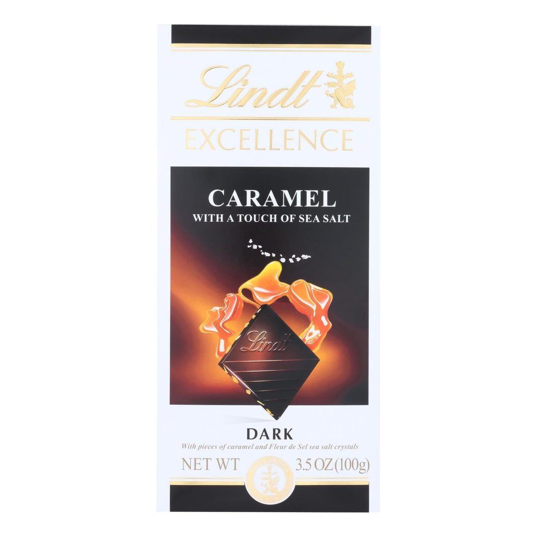 Lindt Excellence Caramel With A Touch Of Sea Salt Dark Chocolate - Case Of 12 - 3.5 Oz - Maras Green