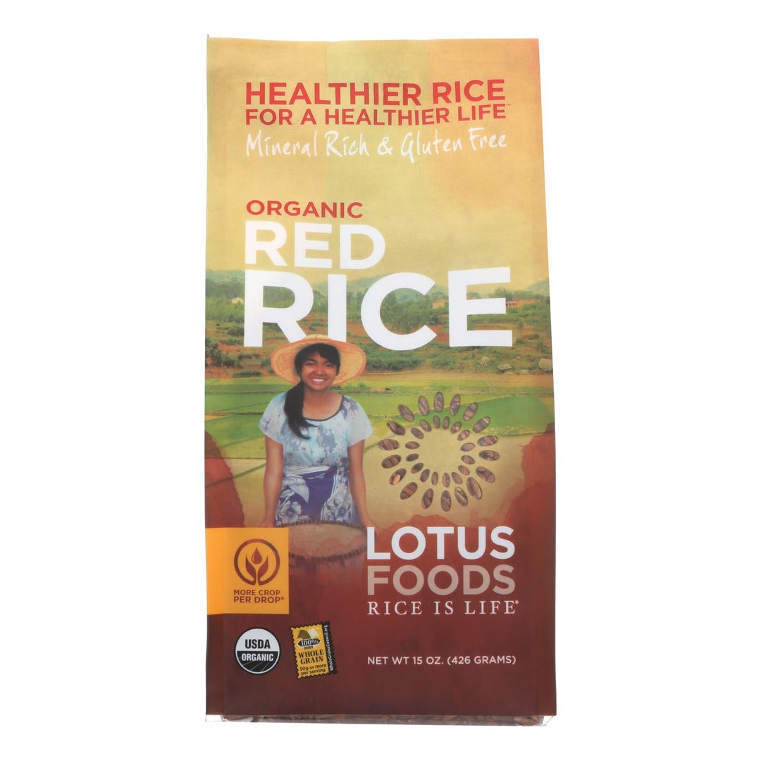 Lotus Foods Heriloom Bhutan Red Rice - Case Of 6 - 15 Oz. - Maras Green